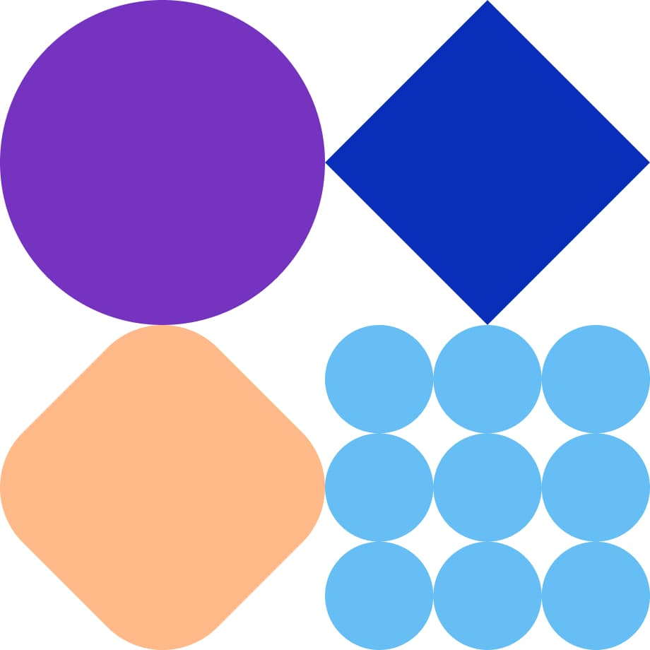 collage 2x2 grid of shapes depicting modular and structured data research solutions