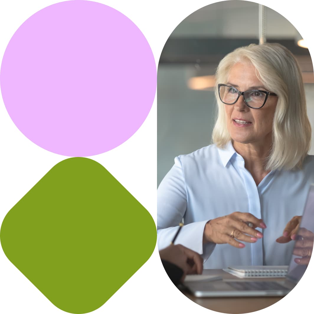 hero collage image for consulting services with a woman acting as a consultant