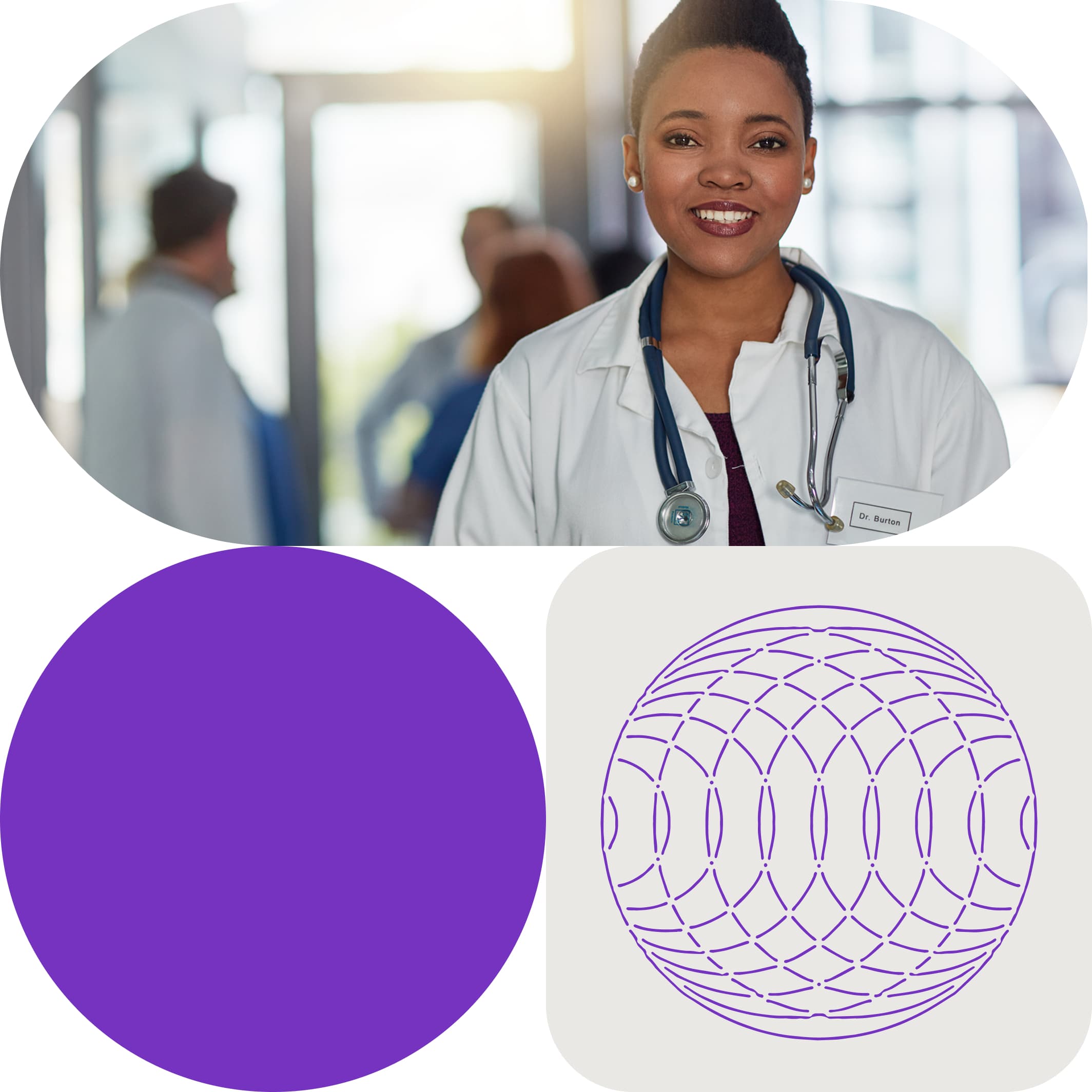 hero collage image for solutions for providers with a portrait of a female provider